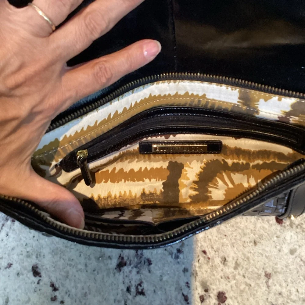 Elliot Lucca Black Leather Weave Bag
